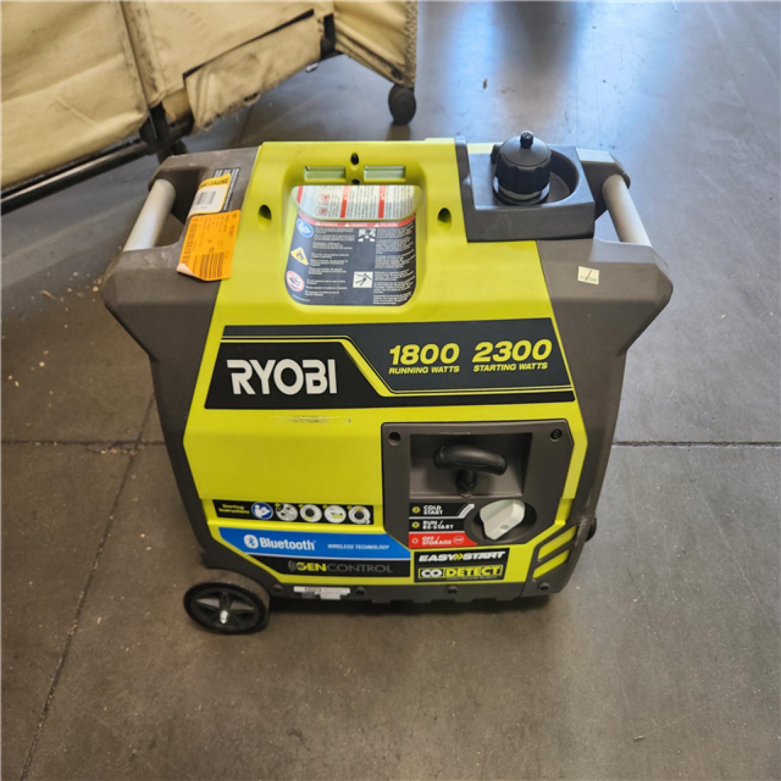 California AS-IS Ryobi 2 300-Watt Recoil Start Bluetooth Super Quiet Gasoline Powered Digital Inverter Generator with CO Shutdown Sensor