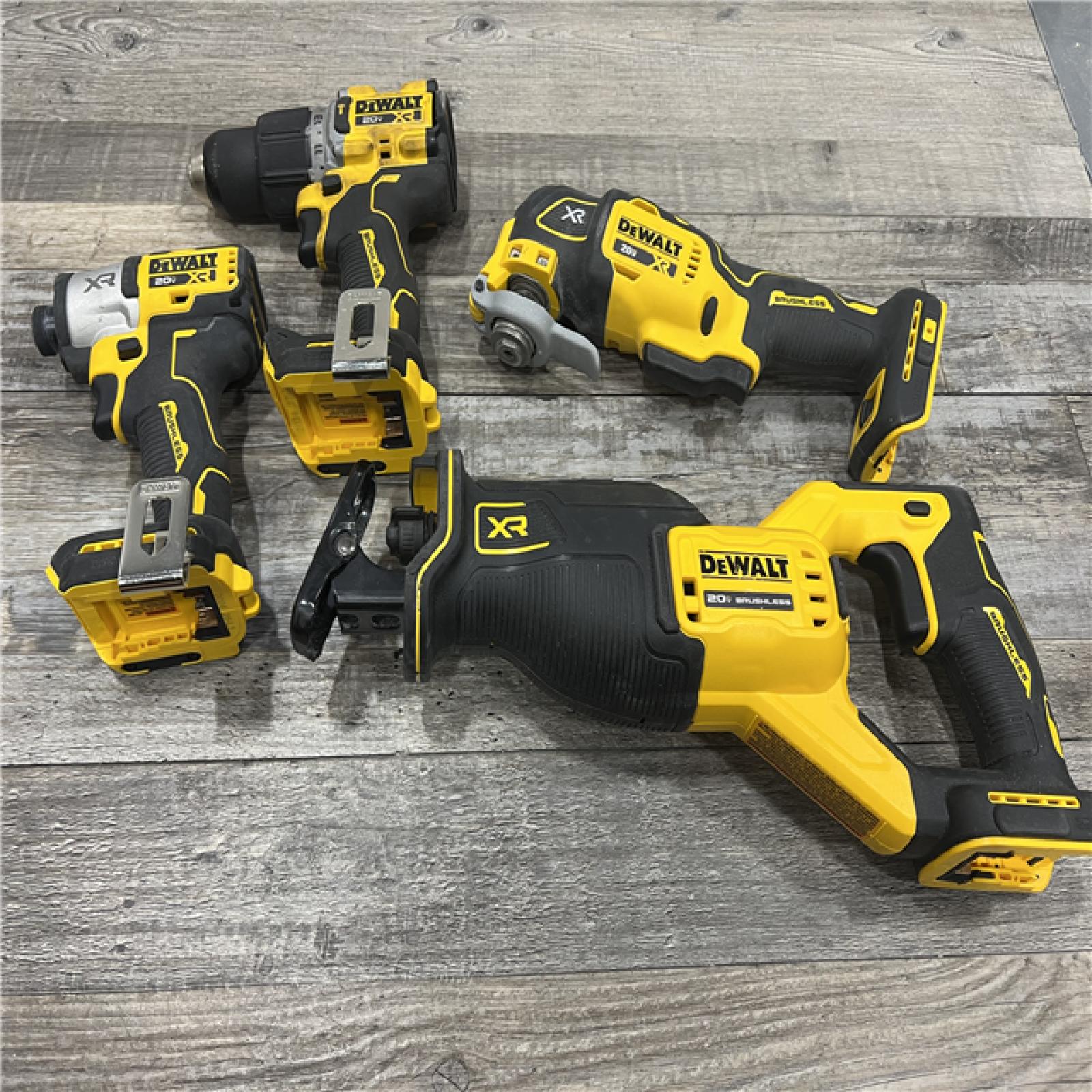 AS-IS DEWALT 20-Volt Maximum Lithium-Ion Cordless 4-Tool Combo Kit with (2) 4 Ah Batteries and Charger