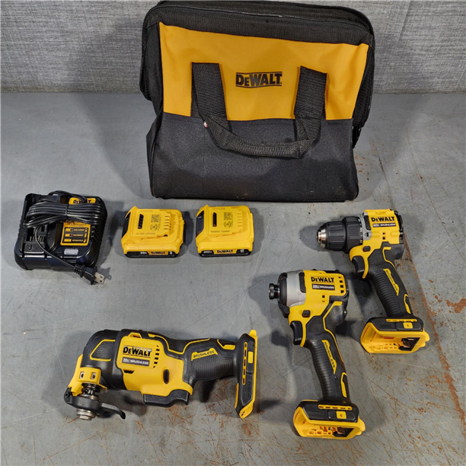 HOUSTON LOCATION - AS-IS (APPEARS LIKE NEW) DeWalt 20V MAX ATOMIC Cordless Brushless 3 Tool Combo Kit