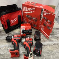 AS-IS Milwaukee M18 18V Cordless Brushed 2 Tool Drill/Driver and Impact Driver Kit