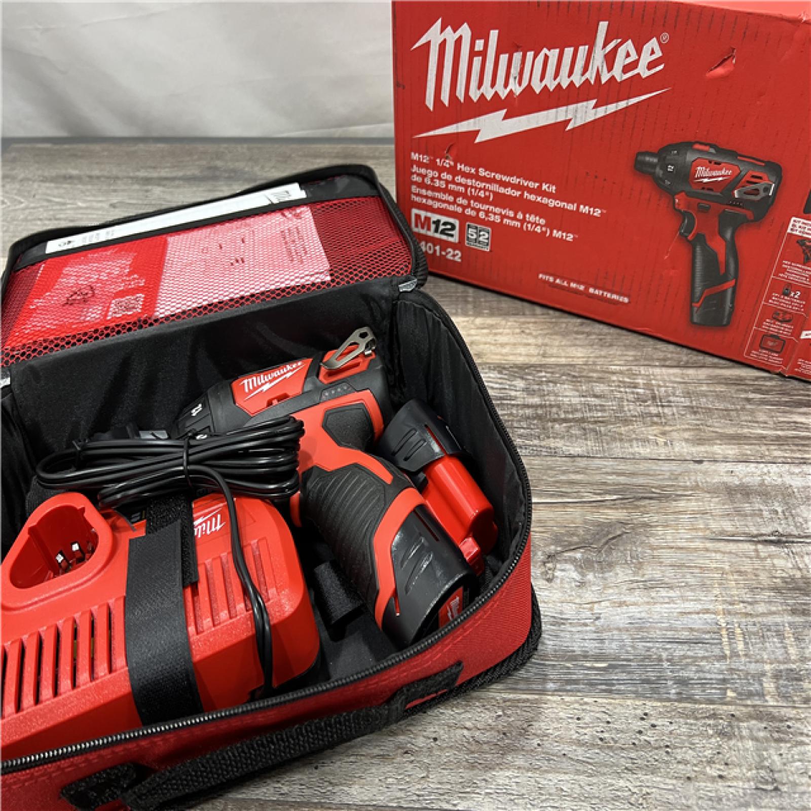 AS-IS Milwaukee 2401-22 - M12 12V Cordless Screwdriver Kit