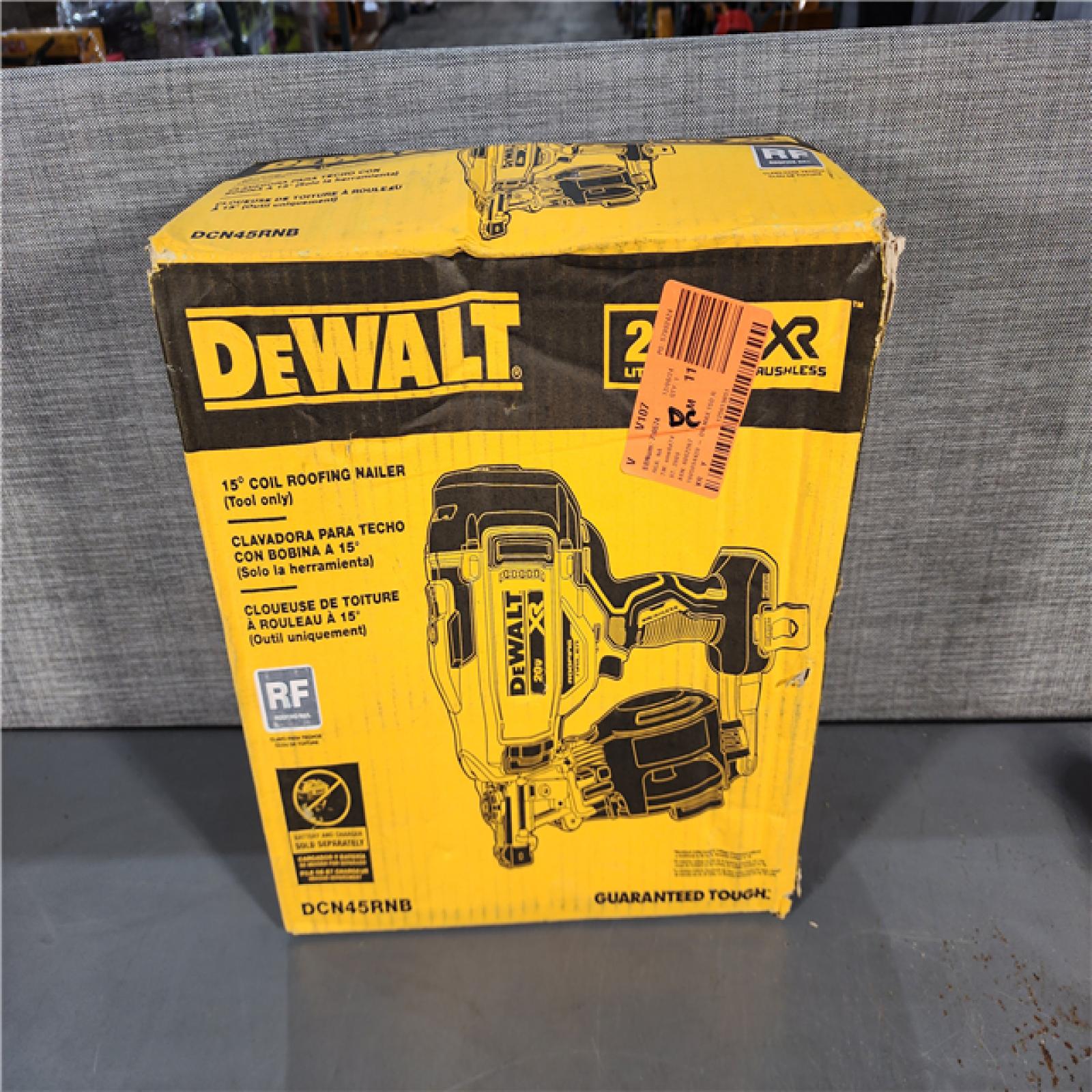 HOUSTON LOCATION - AS-IS (APPEARS LIKE NEW) DeWalt DCN45RNB 20V Max 15 Degree Cordless Coil Roofing Nailer (Tool Only)