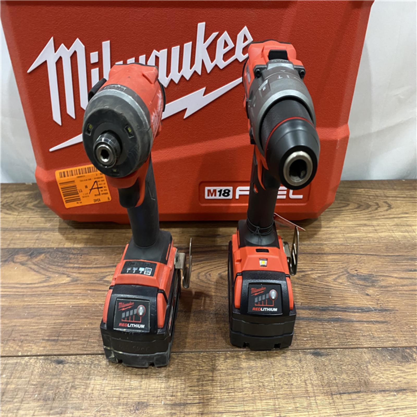 AS IS Milwaukee M18 FUEL 18V Lithium-Ion Brushless Cordless Hammer Drill and Impact Driver Combo Kit (2-Tool) with 2 Batteries