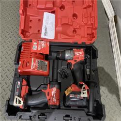 Houston location AS-IS MILWAUKEE M18 FUEL 18V Lithium-Ion Brushless Cordless Hammer Drill and Impact Driver Combo Kit (2-Tool) with 2 Batteries