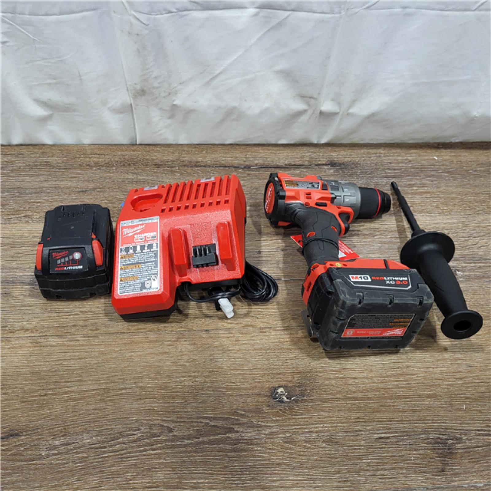 AS-ISMilwaukee 2904-22 Hammer Drill Driver Kit with Batteries  Charger & Tool Case  Red