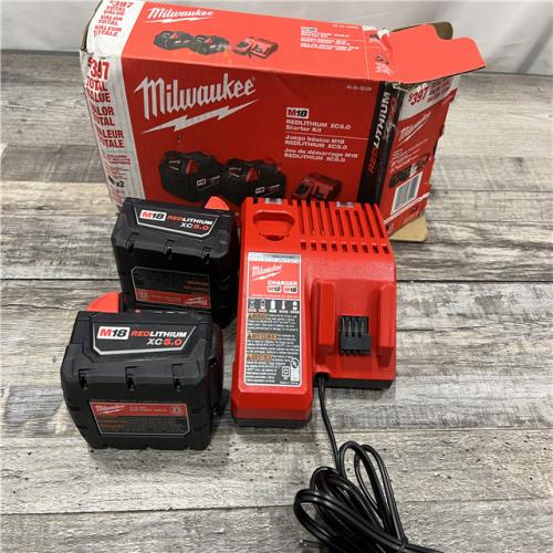 AS-IS Milwaukee M18 18-Volt Lithium-Ion XC Starter Kit with Two 5.0Ah Batteries / Charger (48-59-1852B)