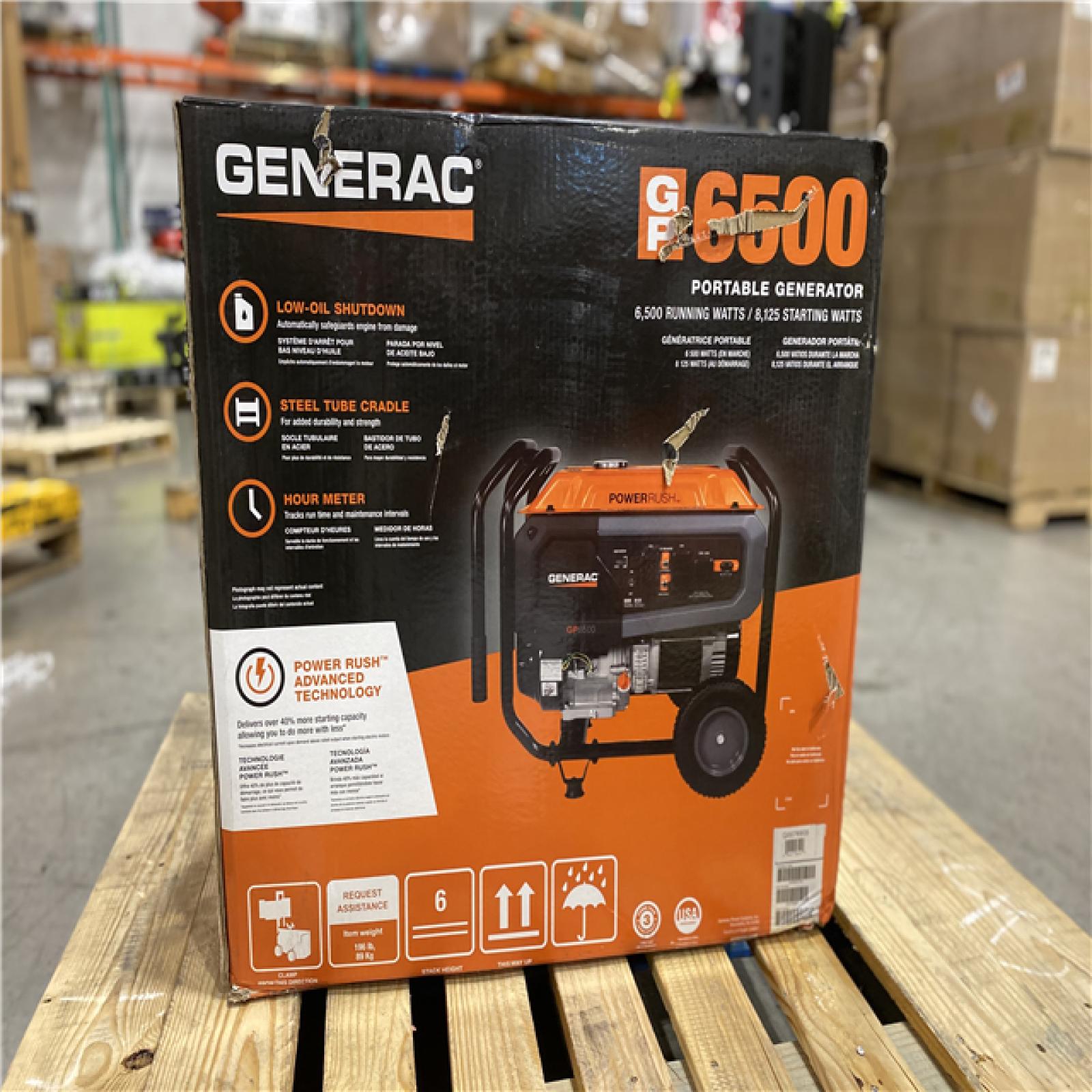 DALLAS LOCATION - Generac GP 6500-Watt Recoil Start Gas-Powered Portable Generator, 49-ST/CSA