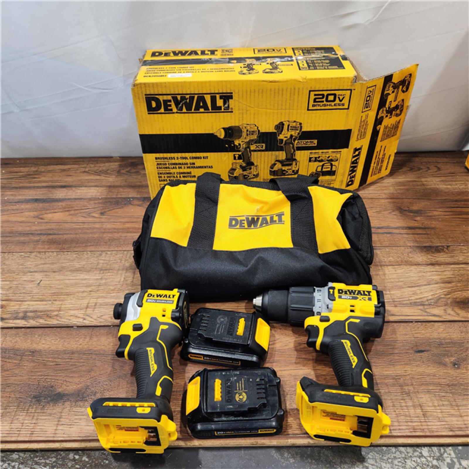 AS-IS 20V MAX XR Hammer Drill and ATOMIC Impact Driver 2 Tool Cordless Combo Kit with (2) 4.0Ah Batteries, Charger, and Bag