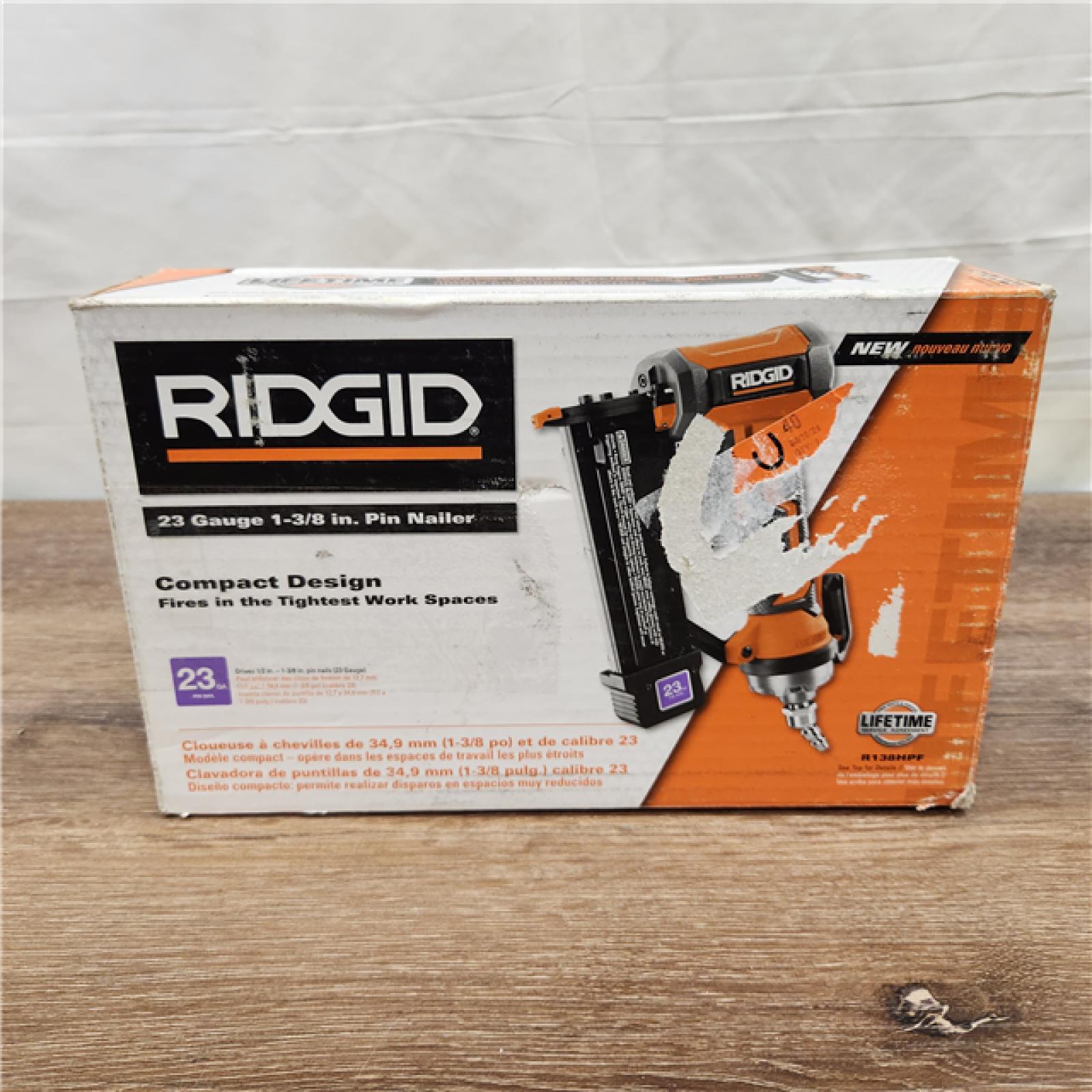 AS-IS RIDGID Pneumatic 23-Gauge 1-3/8 in. Headless Pin Nailer with Dry-Fire Lockout