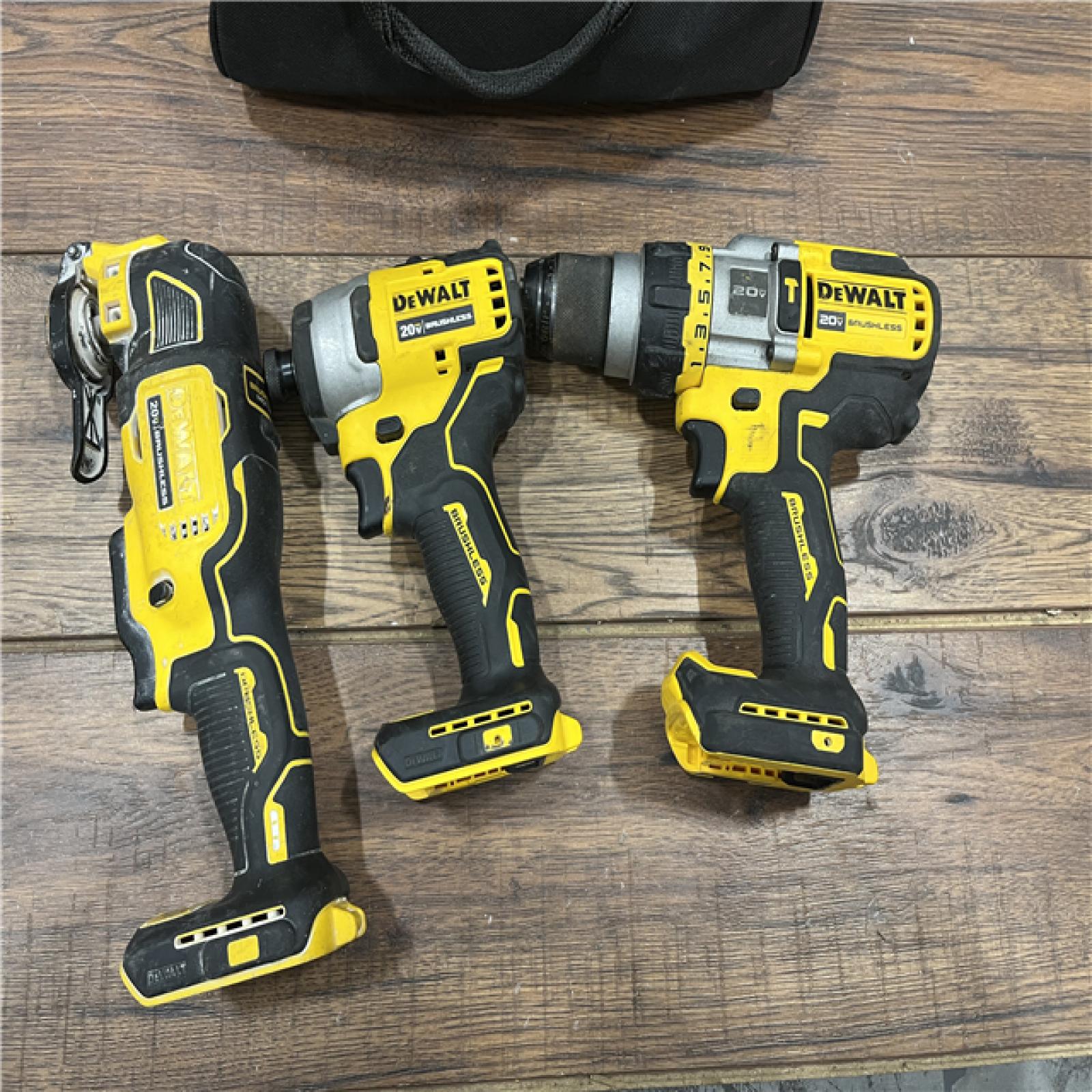 AS-IS DEWALT 20-Volt Lithium-Ion Cordless 3-Tool Combo Kit with FLEXVOLT 9 Ah and 20V 6 Ah Batteries and Charger