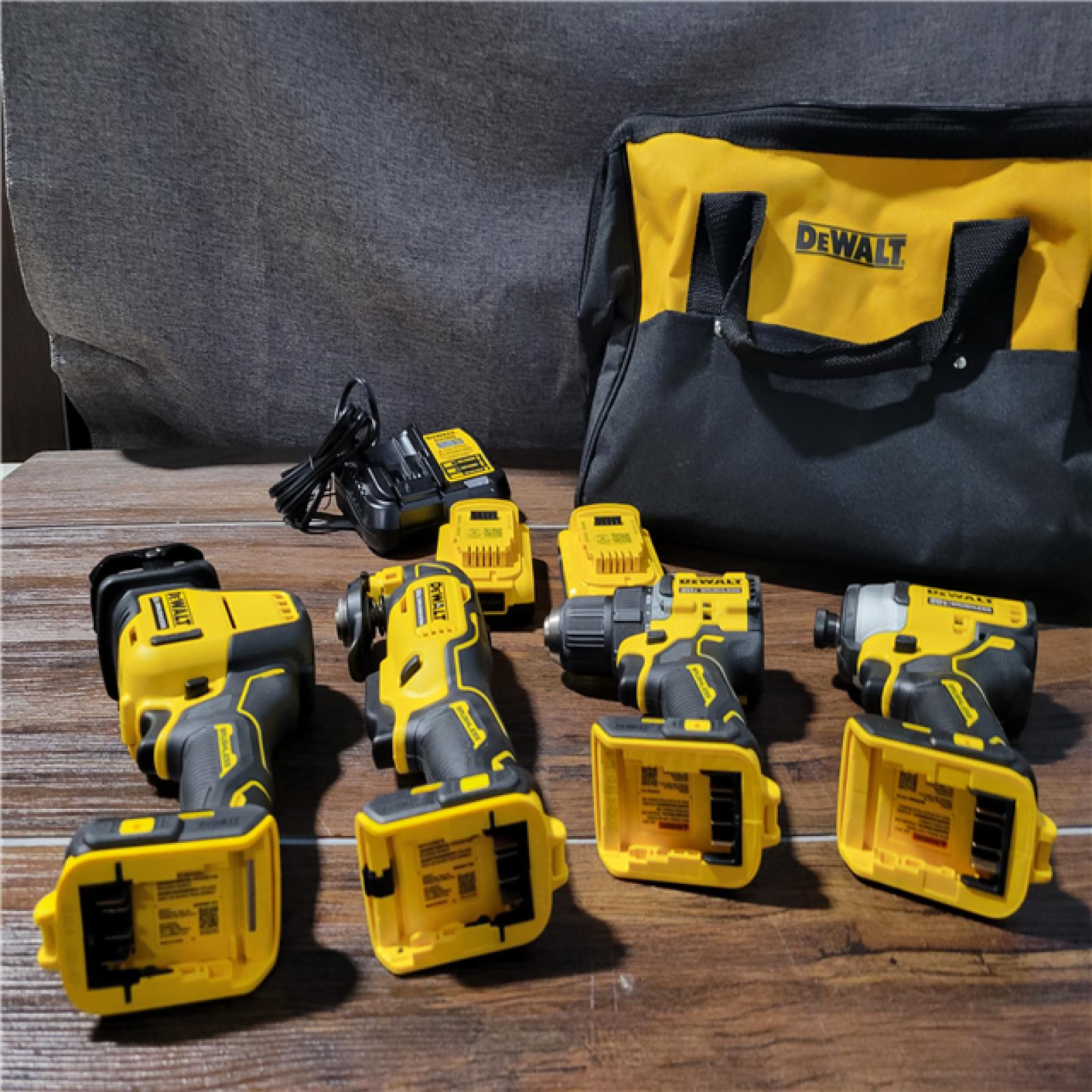 California New DEWALT 4-Tool Combo Kit (2 Batteries, 1 Charger, and Bag Included)