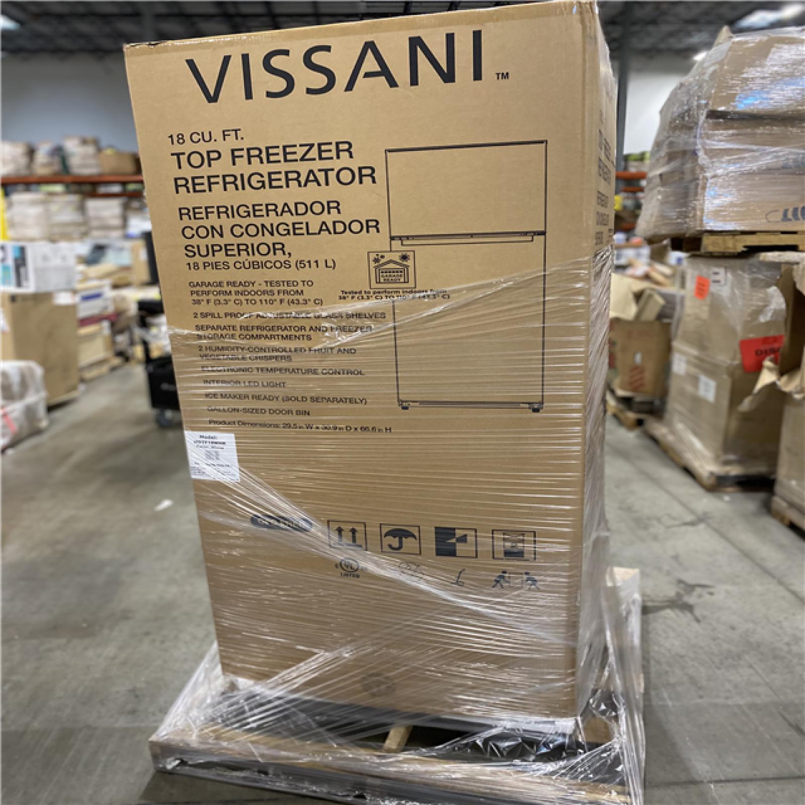 DALLAS LOCATION - Vissani 18 cu. ft. Top Freezer Refrigerator DOE in White