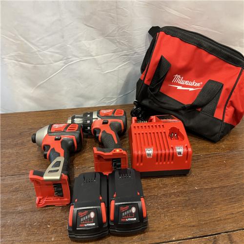 AS-ISMilwaukee M18 18V Cordless Brushed 2 Tool Drill/Driver and Impact Driver Kit