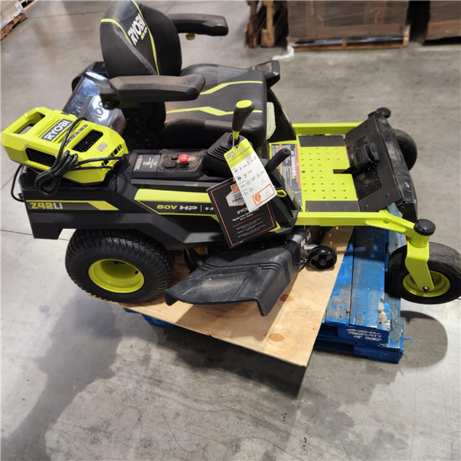 Dallas Location - As-Is RYOBI 80V HP Brushless 42 in. Battery Riding Mower (2) 80V Batteries