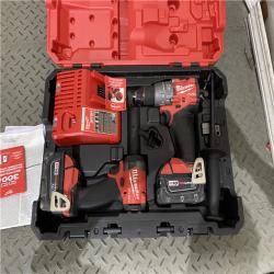 Houston location AS-IS Milwaukee 3697-22 M18 FUEL 1/2 Hammer Driller/Driver &1/4 Hex Impact Driver 2 Tool Combo Kit