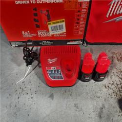 HOUSTON LOCATION - AS-IS Milwaukee M12 FUEL 12V Lithium-Ion Brushless Cordless 4-in-1 Installation 3/8 in. Drill Driver Kit with 4-Tool Heads