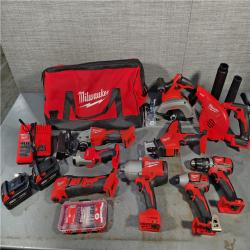 HOUSTON LOCATION - AS-IS MILWAUKEE 9 TOOL COMBO KIT W/ (2) BATTERY & CHARGER