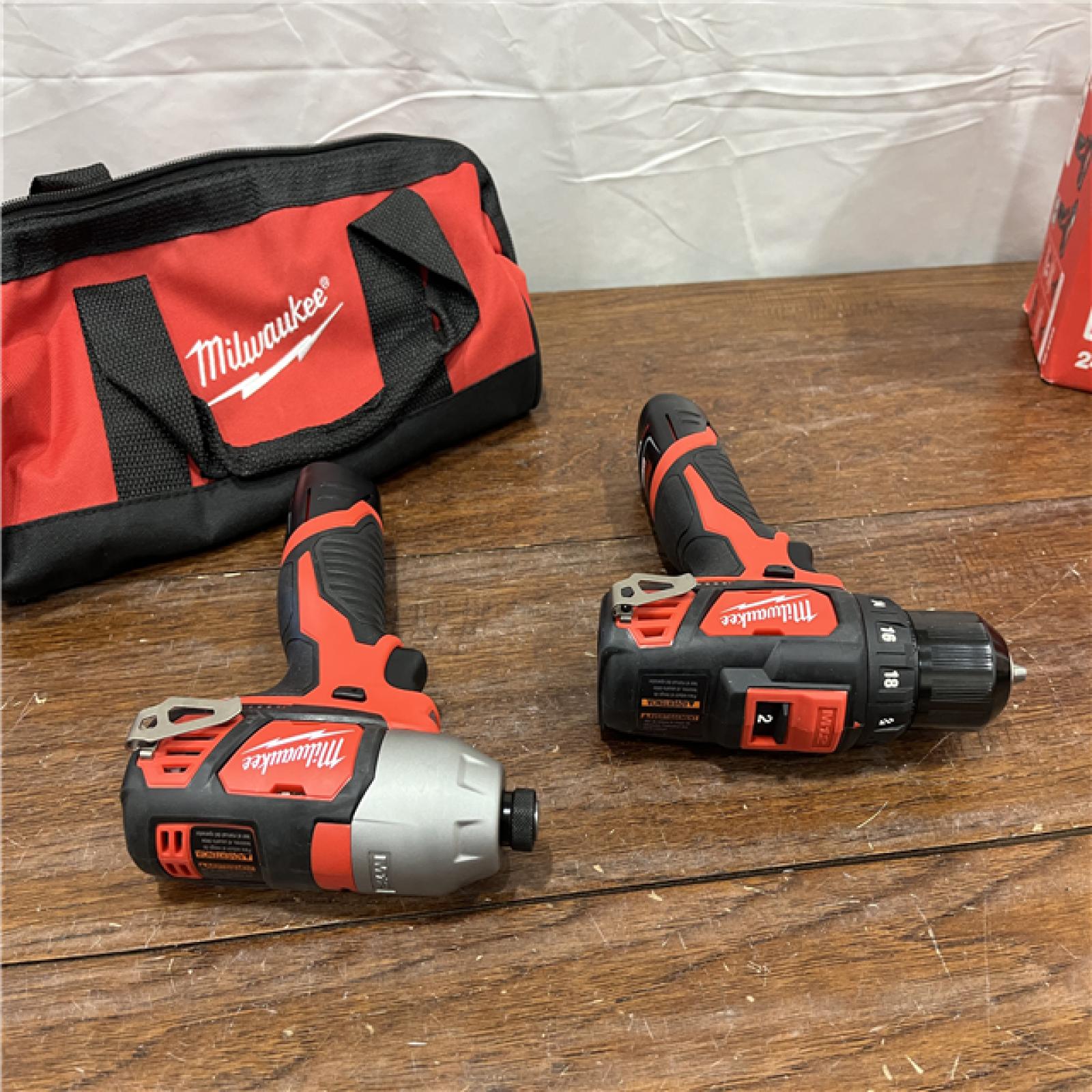 AS]-IS M12 12V Lithium-Ion Cordless Drill Driver/Impact Driver Combo Kit with Two 1.5Ah Batteries, Charger and Bag (2-Tool)