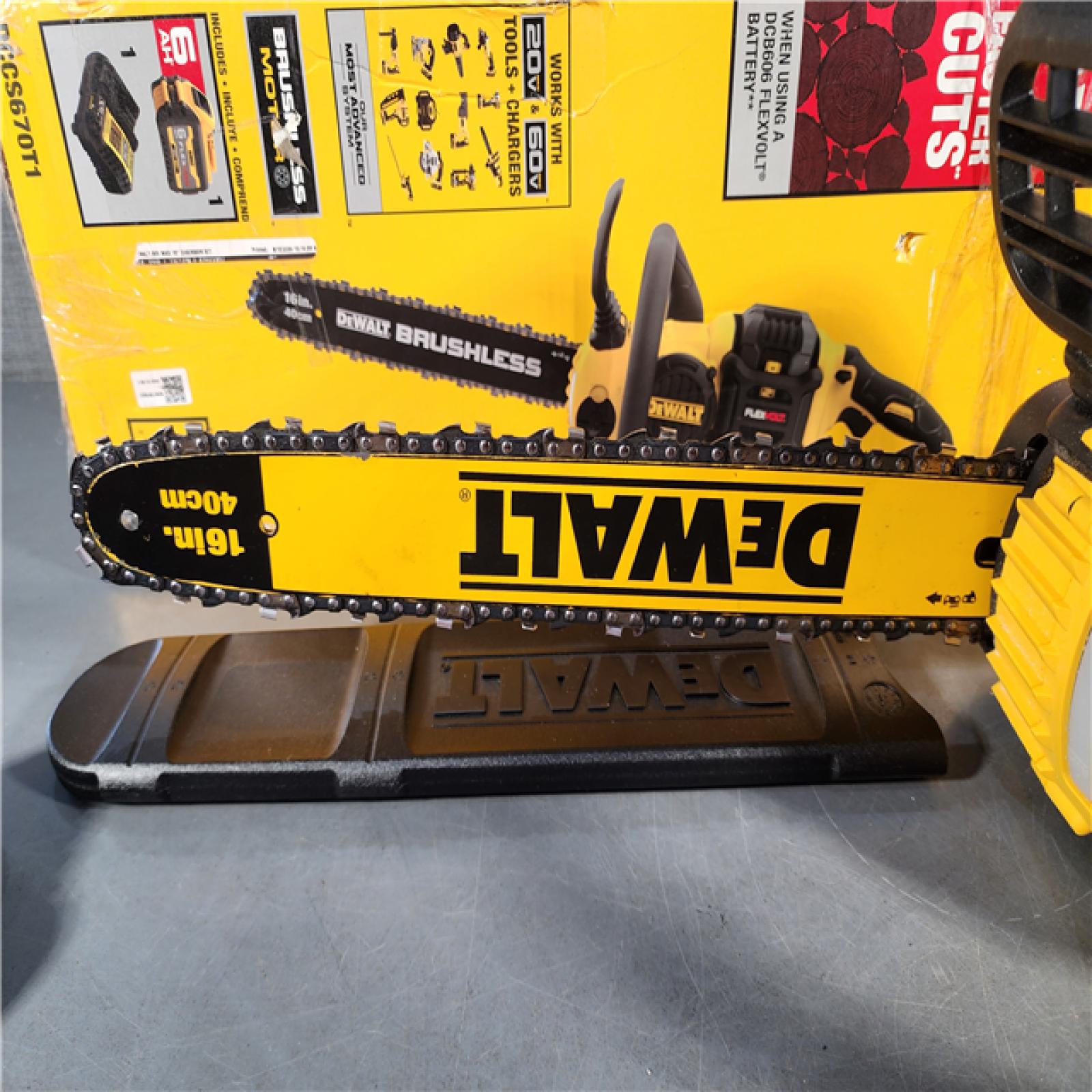 HOUSTON LOCATION - AS-IS DEWALT  FLEXVOLT 60V MAX 16in. Brushless Cordless Battery Powered Chainsaw Kit with (1) FLEXVOLT 6 Ah Battery & Charger