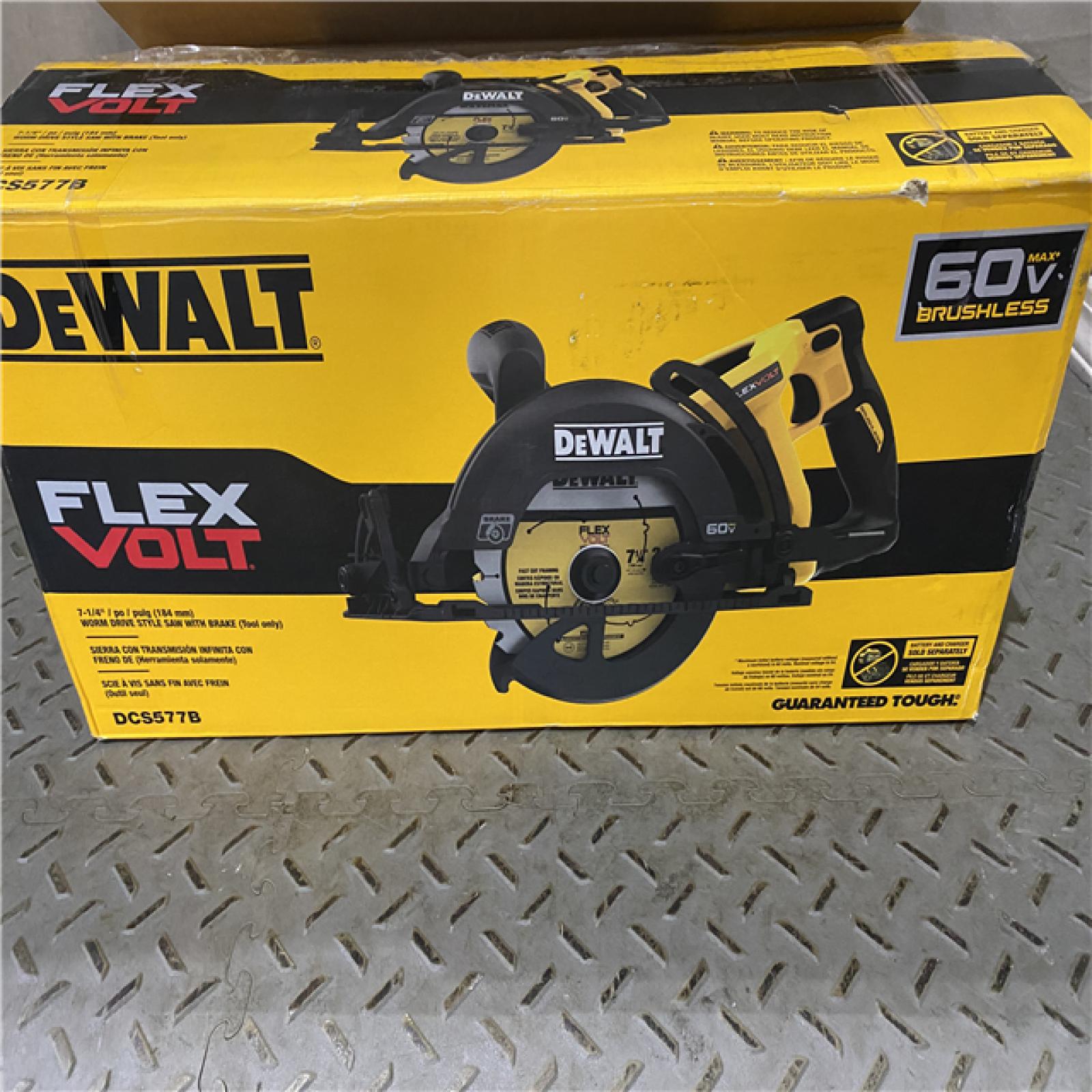 Houston location AS-IS DEWALT FLEXVOLT 60V MAX Cordless Brushless 7-1/4 in. Wormdrive Style Circular Saw (Tool Only)