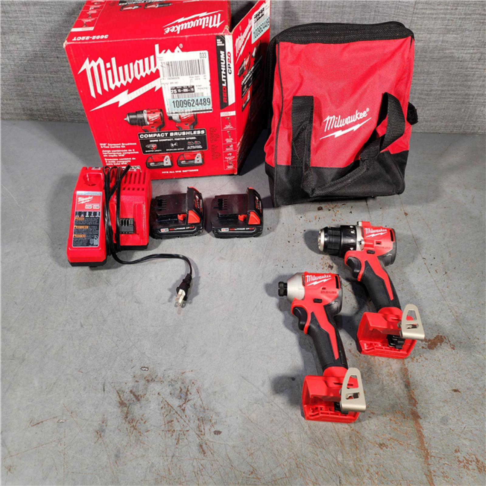 HOUSTON LOCATION - AS-IS M18 18V Lithium-Ion Brushless Cordless Compact Drill/Impact Combo Kit (2-Tool) W/(2) 2.0 Ah Batteries, Charger & Bag