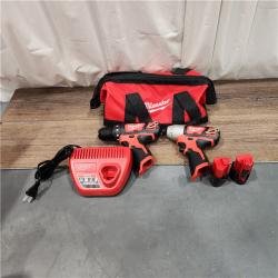 AS IS M12 12V Lithium-Ion Cordless Drill Driver/Impact Driver Combo Kit with Two 1.5Ah Batteries, Charger and Bag (2-Tool)