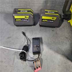 HOUSTON LOCATION - AS-IS RYOBI 40V 1800-Watt Portable Battery Power Station Inverter Generator and 4-Port Charger with (2) 6.0 Ah Batteries