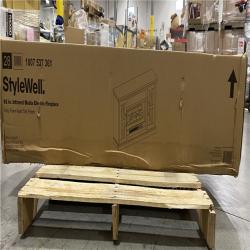 DALLAS LOCATION - StyleWell Chelsea 62 in. Freestanding Electric Fireplace TV Stand in Gray Fawn Aged Oak