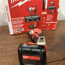 AS-IS Milwaukee M18 Compact Brushless 1/4  Hex Impact Driver Kit