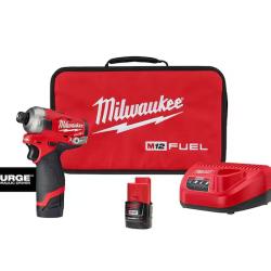 NEW! - Milwaukee M12 FUEL SURGE 12V Lithium-Ion Brushless Cordless 1/4 in. Hex Impact Driver Compact Kit w/Two 2.0Ah Batteries, Bag