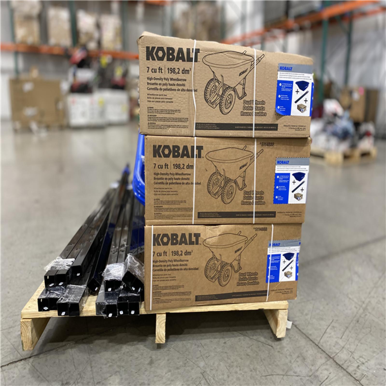 DALLAS LOCATION - Kobalt 7-cu ft 2 Wheel High-density Poly Push Wheelbarrow PALLET -(4 UNITS)