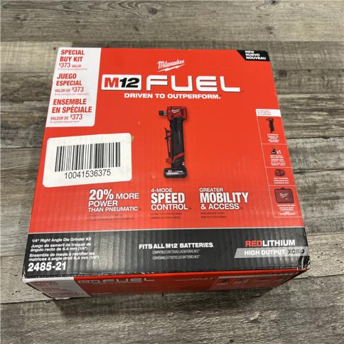 NEW! Milwaukee FUEL 12V Lithium-Ion 1/4 in. Cordless Right Angle Die Grinder Kit w/XC High Output 5.0 Ah Battery Pack and Charger