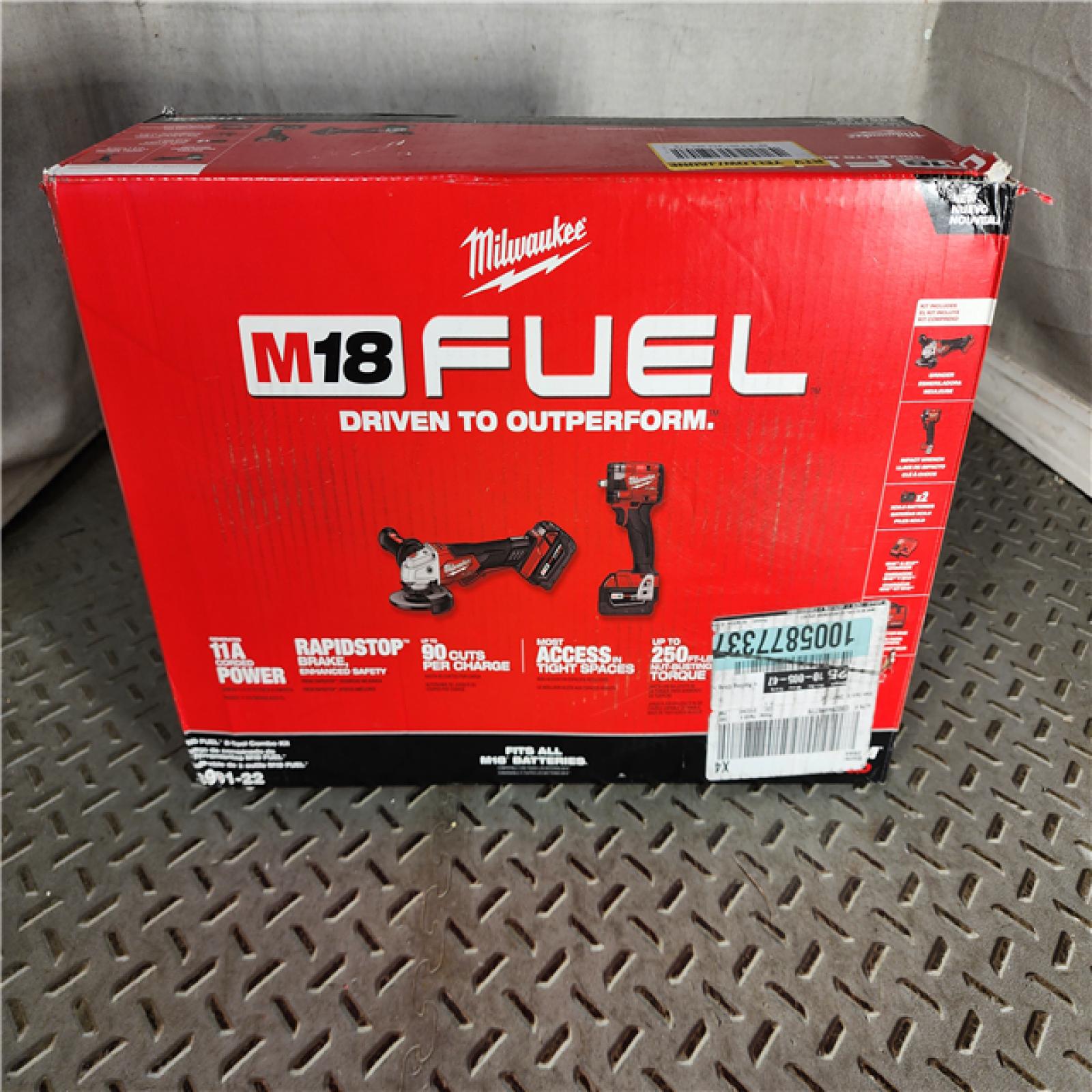 HOUSTON LOCATION - AS-IS M18 FUEL 18V Lithium-Ion Brushless Cordless Grinder & 3/8 in. Impact Wrench Combo Kit (2-Tool) W/ Two 5Ah Batteries