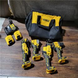 CALIFORNIA USED DEWALT 20 MAX V BRUSHLESS 4-TOOL COMBO KIT(2 BATTERIES, 1 CHARGER, AND BAG INCLUDED)