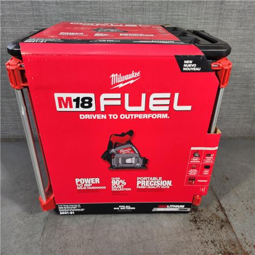 HOUSTON LOCATION - AS-IS (APPEARS LIKE NEW) Milwaukee 2831-21 M18 FUEL 18-Volt Lithium-Ion Brushless Cordless 6-1/2 in. Plunge Track Saw PACKOUT Kit with One 6.0 Ah Battery