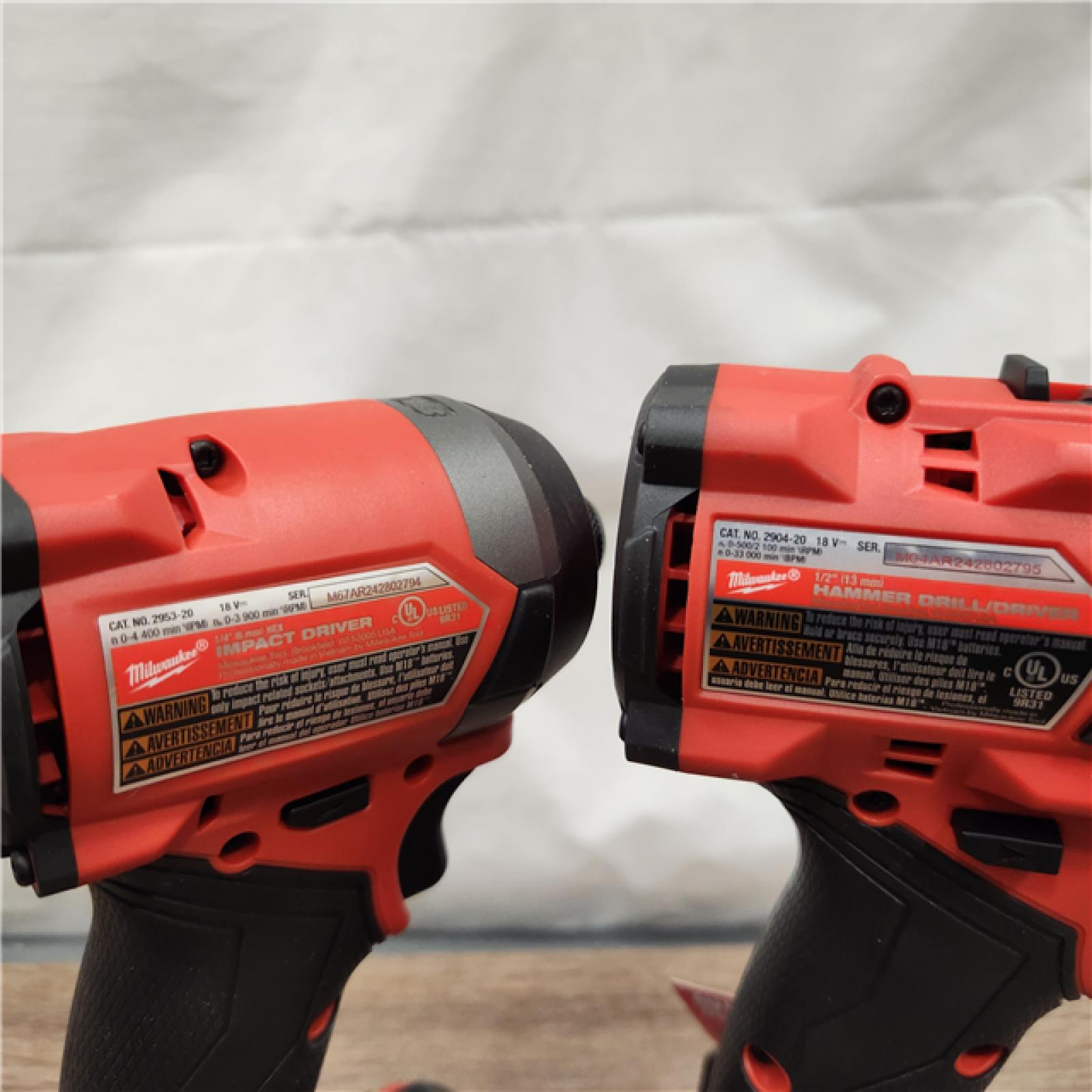 AS-IS Milwaukee M18 FUEL 18V Lithium-Ion Brushless Cordless Hammer Drill and Impact Driver Combo Kit (2-Tool) with 2 Batteries