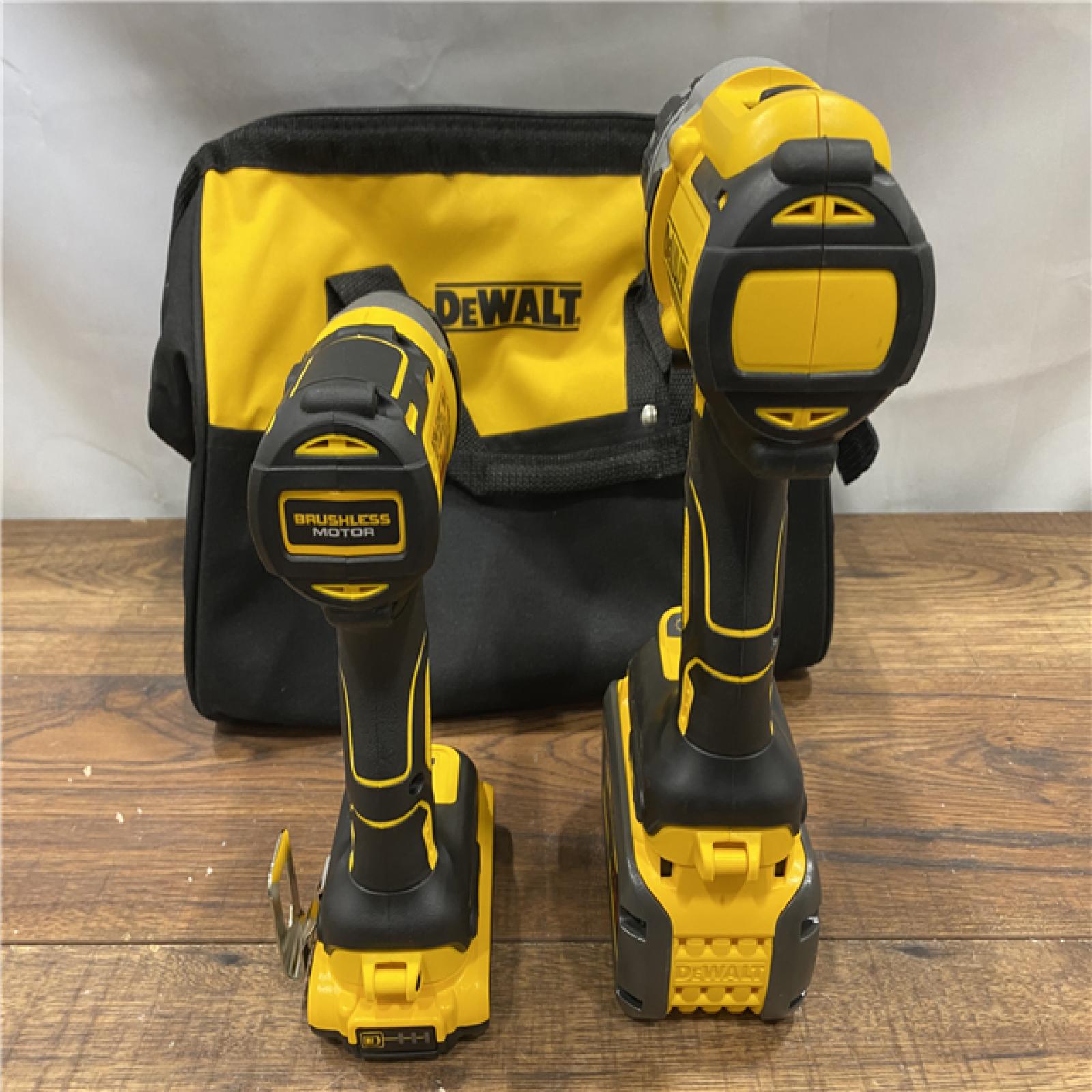 AS IS DEWALT 20V MAX Cordless Brushless Hammer Drill/Driver 2 Tool Combo Kit with FLEXVOLT ADVANTAGE