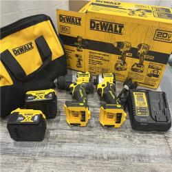 AS-IS DEWALT 20V MAX XR Hammer Drill and ATOMIC Impact Driver 2 Tool Cordless Combo Kit with (1) 4.0Ah AND (1)5.0AH  Batteries, Charger, and Bag