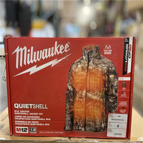 NEW! - Milwaukee Men's Small M12 12V Lithium-Ion Cordless QUIETSHELL Camo Heated Jacket with (1) 3.0 Ah Battery and Charger