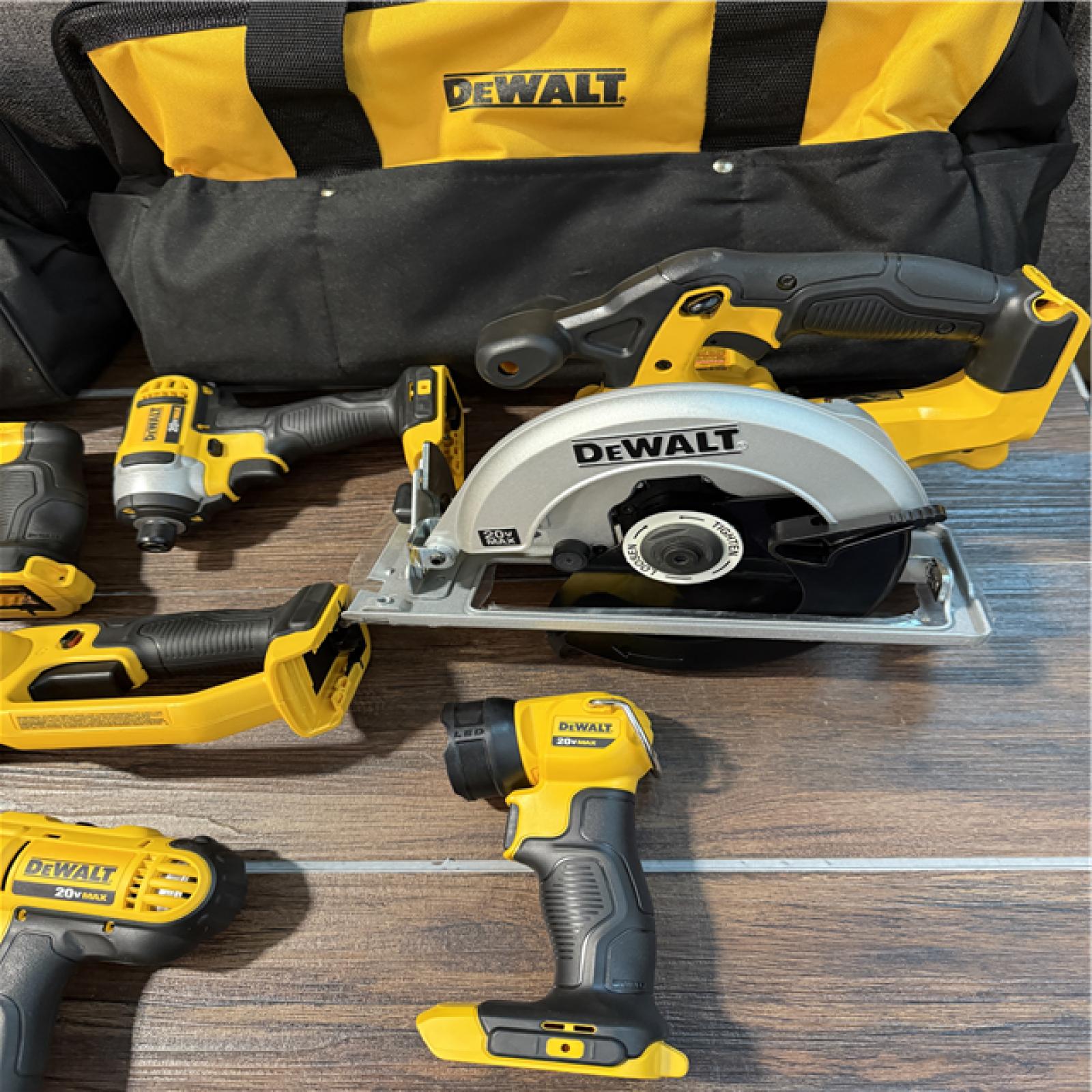 California AS-IS DeWalt 9-Tool Combo Kit, includes (2) bags, (1) Battery & Charger