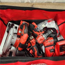 AS-IS Milwaukee M18 18-Volt Lithium-Ion Brushless Cordless Combo Kit (4-Tool) with 2-Batteries, 1-Charger and Tool Bag