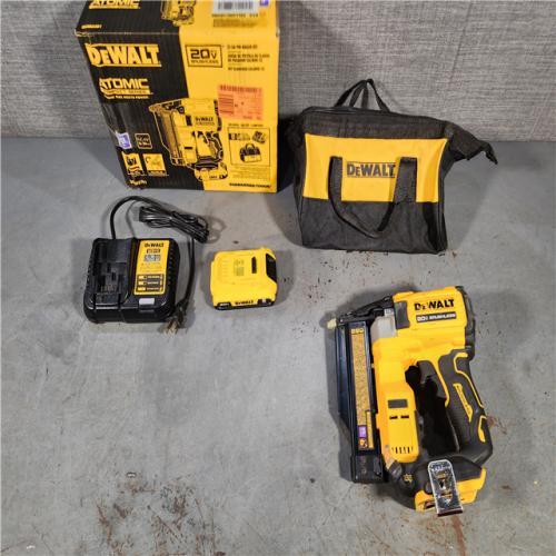 HOUSTON LOCATION - AS-IS DEWALT ATOMIC 20V MAX Lithium Ion Cordless 23 Gauge Pin Nailer Kit with 2.0Ah Battery and Charger