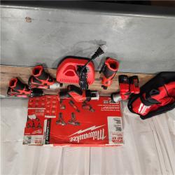 AS IS MILWAUKEE M12 12V Lithium-Ion Cordless Combo Kit (5-Tool) with Two 1.5Ah Batteries, Charger & Tool Bag