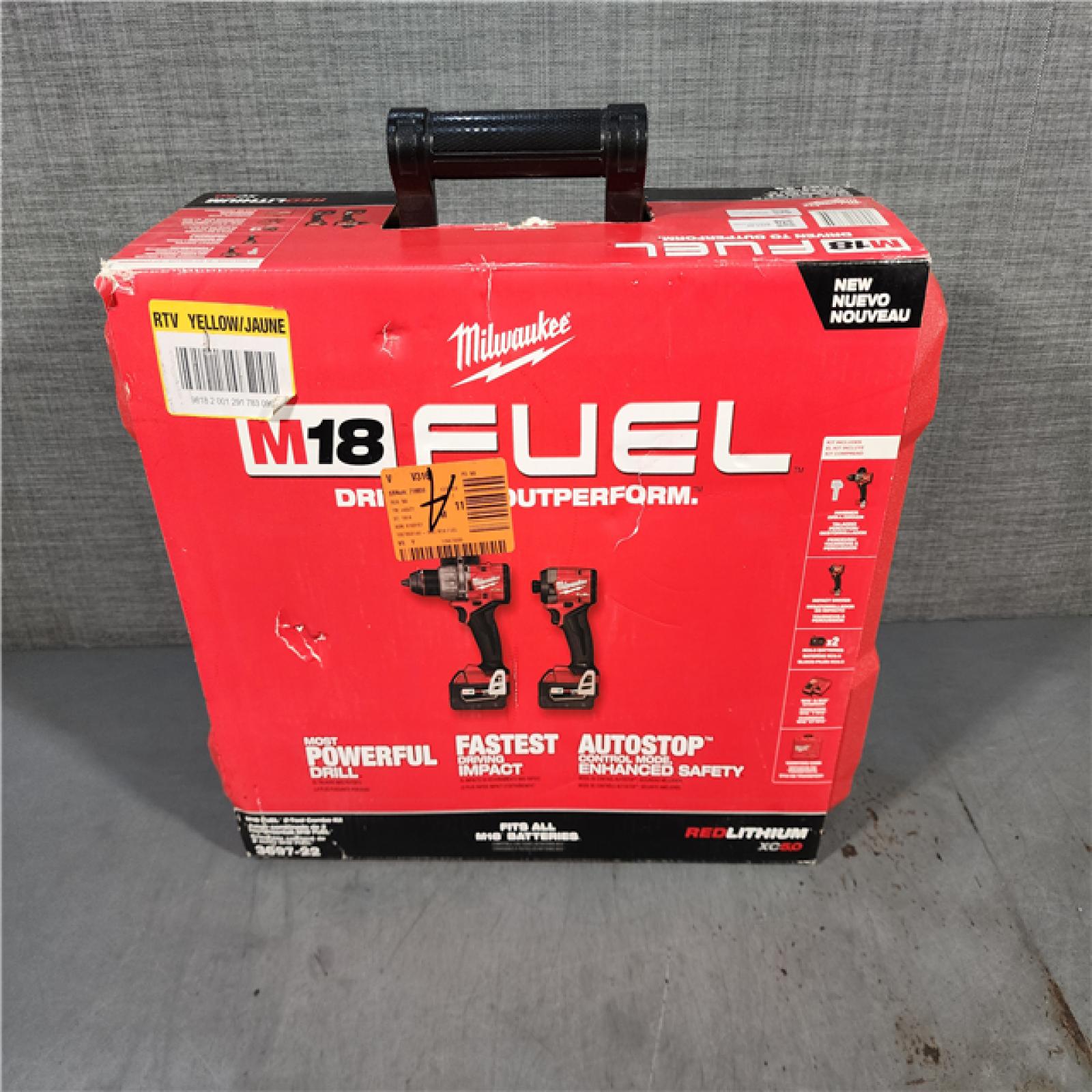 HOUSTON LOCATION - AS-IS (APPEARS LIKE NEW) Milwaukee M18 FUEL 18V Lithium-Ion Brushless Cordless Hammer Drill and Impact Driver Combo Kit (2-Tool) with 2 Batteries