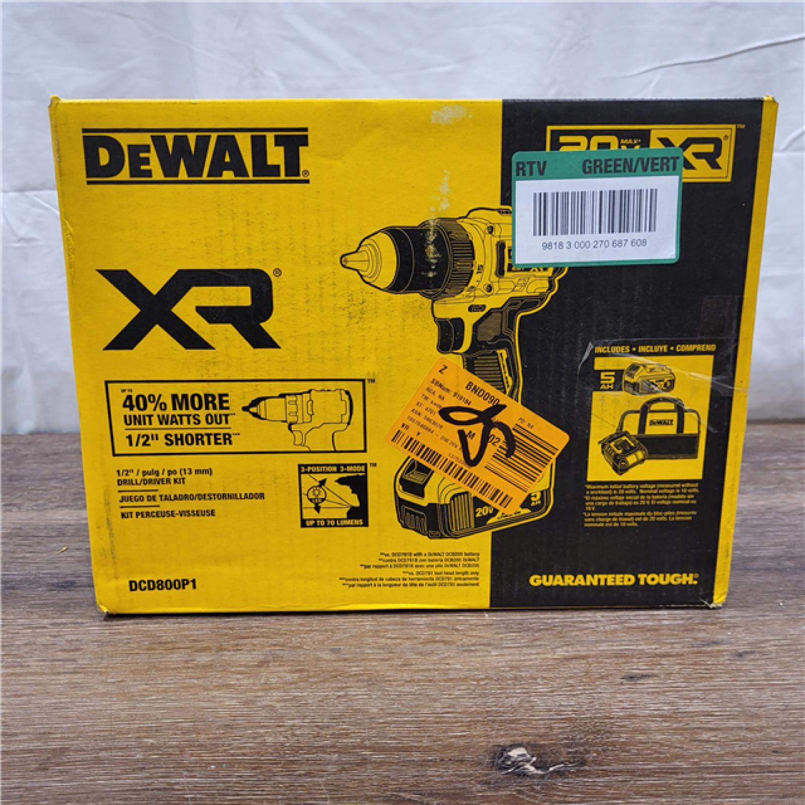 AS-IS DEWALT 20V MAX XR Brushless Cordless 1/2 Drill/Driver Kit