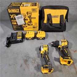 HOUSTON LOCATION - AS-IS DEWALT 20V MAX XR Hammer Drill and ATOMIC Impact Driver 2 Tool Cordless Combo Kit with (2) 4.0Ah Batteries, Charger, and Bag