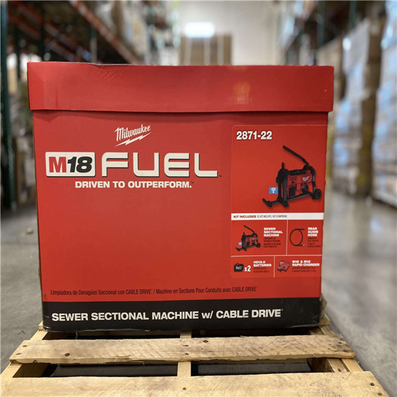 DALLAS LOCATION - Milwaukee M18 FUEL 18-Volt Lithium-Ion Brushless Cordless Sewer Sectional Machine Kit with (2) 12.0 Ah Batteries and Rapid Charger