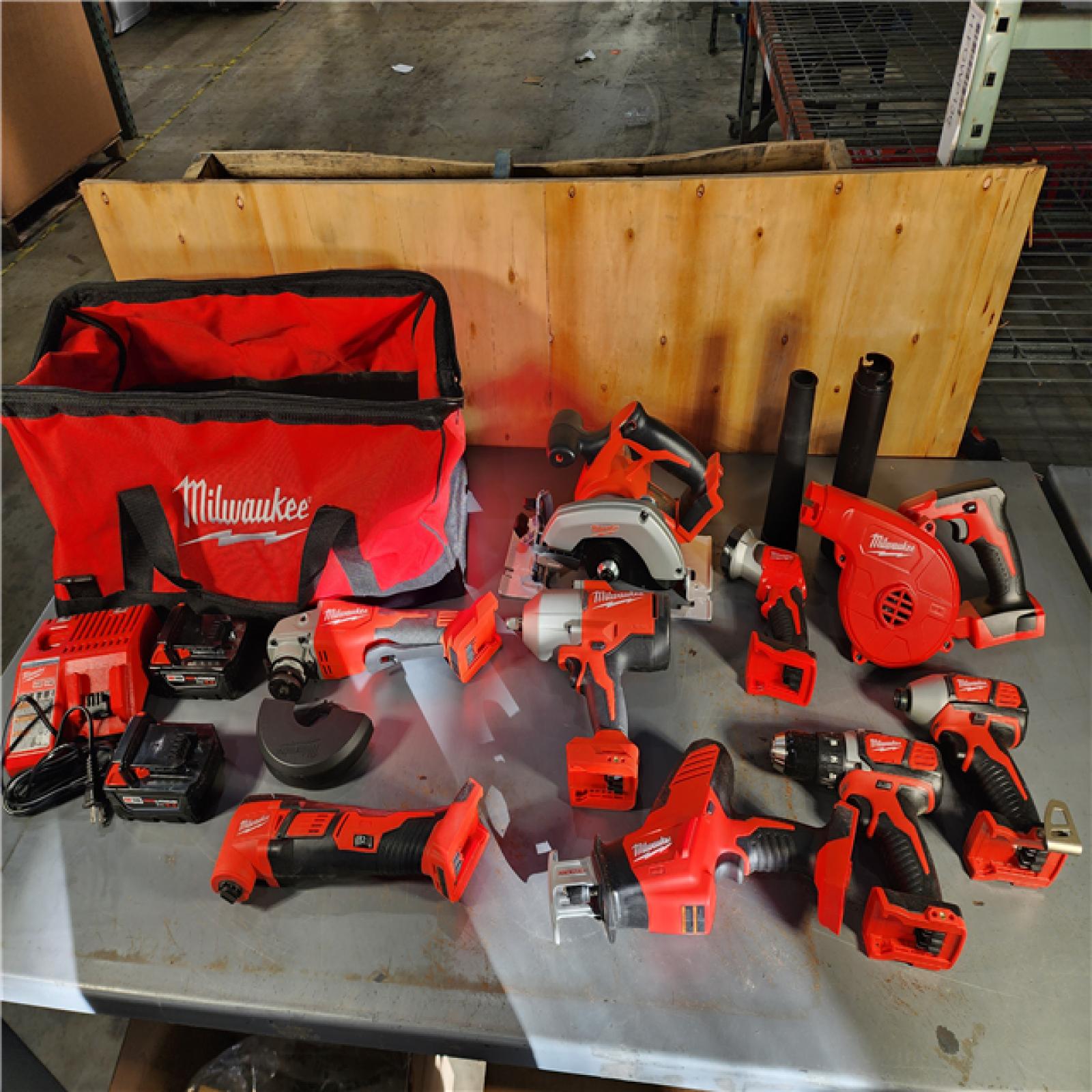 HOUSTON LOCATION - AS-IS (APPEARS LIKE NEW) Milwaukee M18 18-Volt Lithium-Ion Cordless Combo Kit (9-Tool) with (2) Batteries, Charger, and Tool Bag