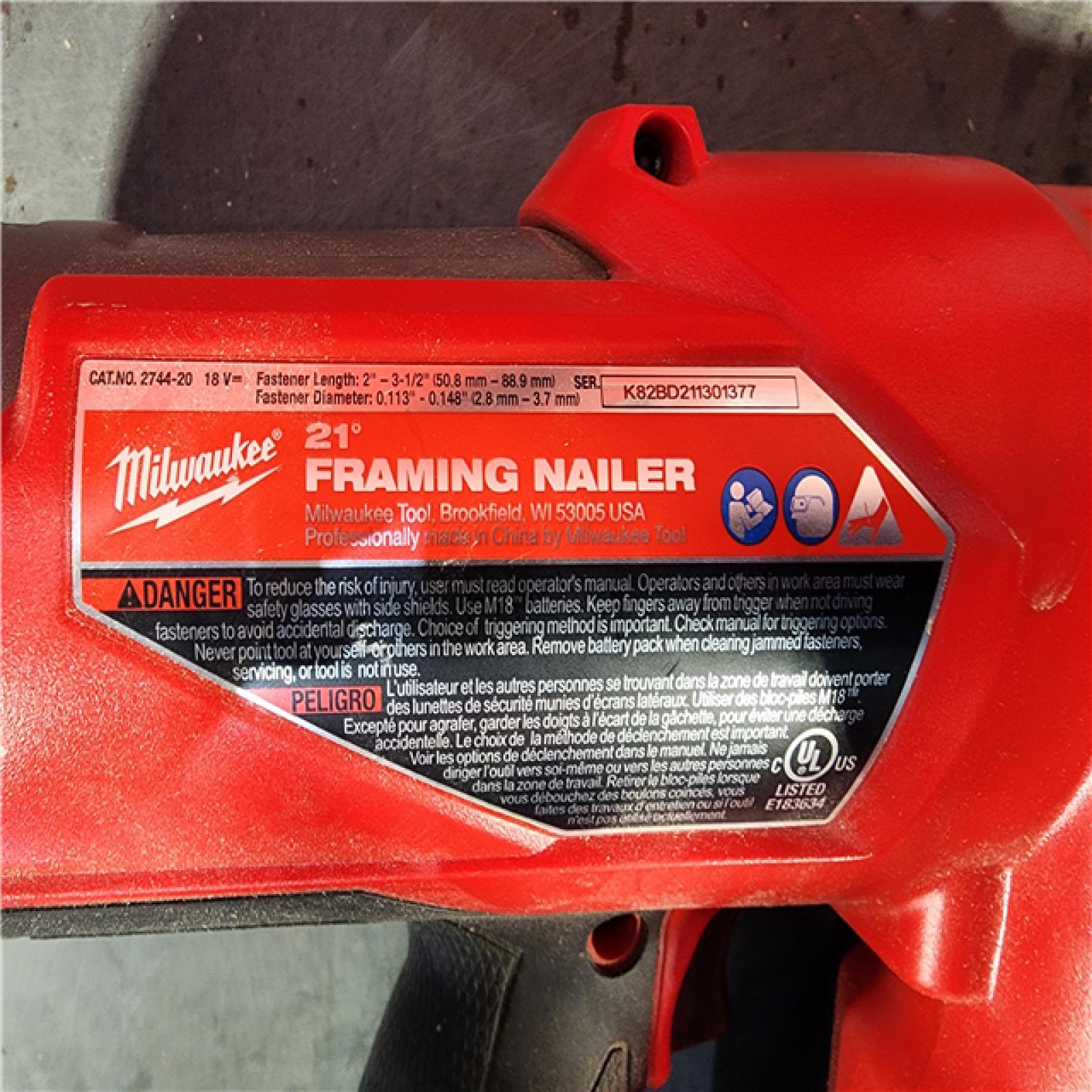 HOUSTON LOCATION - AS-IS Milwaukee 2744-20 M18 FUEL 21-Degree Cordless Framing Nailer (Tool Only)