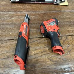 AS-IS Milwaukee 3453-22HSR M12 FUEL 12V Lithium-Ion Cordless 3/8 in. Ratchet and 1/4 in. Impact Driver Kit